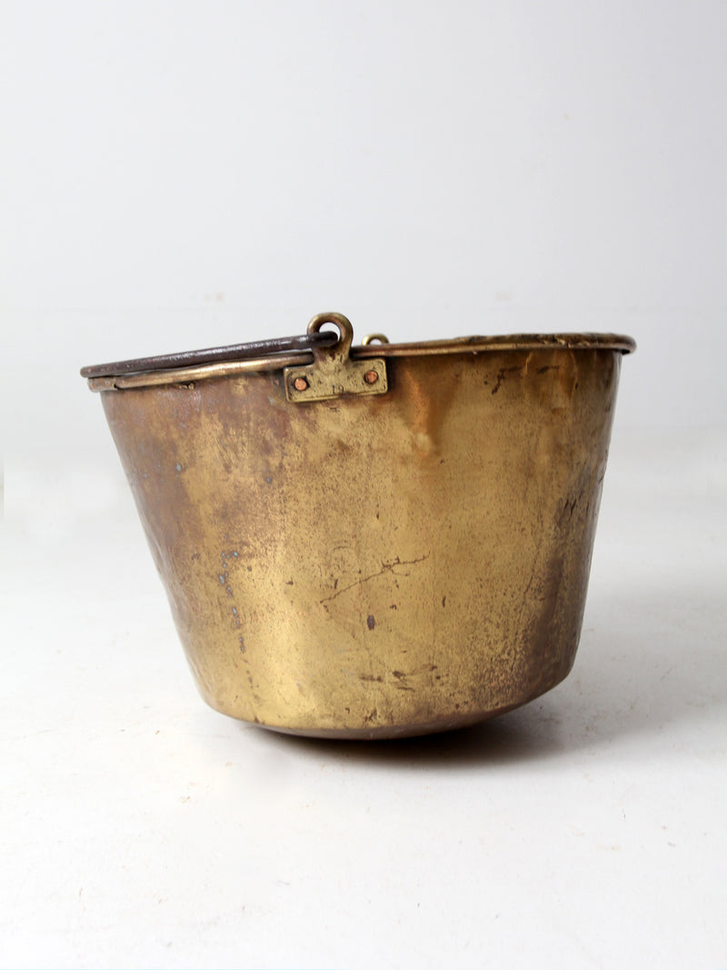 antique E. Miller brass hearth pot