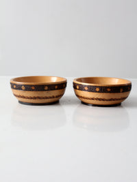 vintage carved wood bowls pair