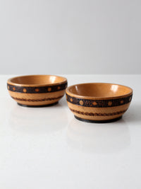 vintage carved wood bowls pair