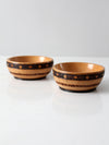 vintage carved wood bowls pair