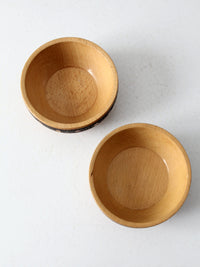 vintage carved wood bowls pair