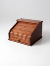 vintage wood roll top bread box