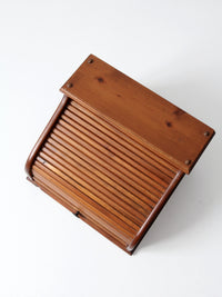 vintage wood roll top bread box