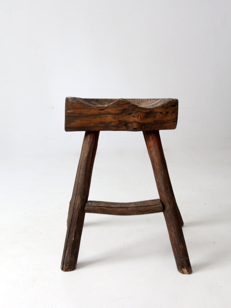 antique rustic saddle stool