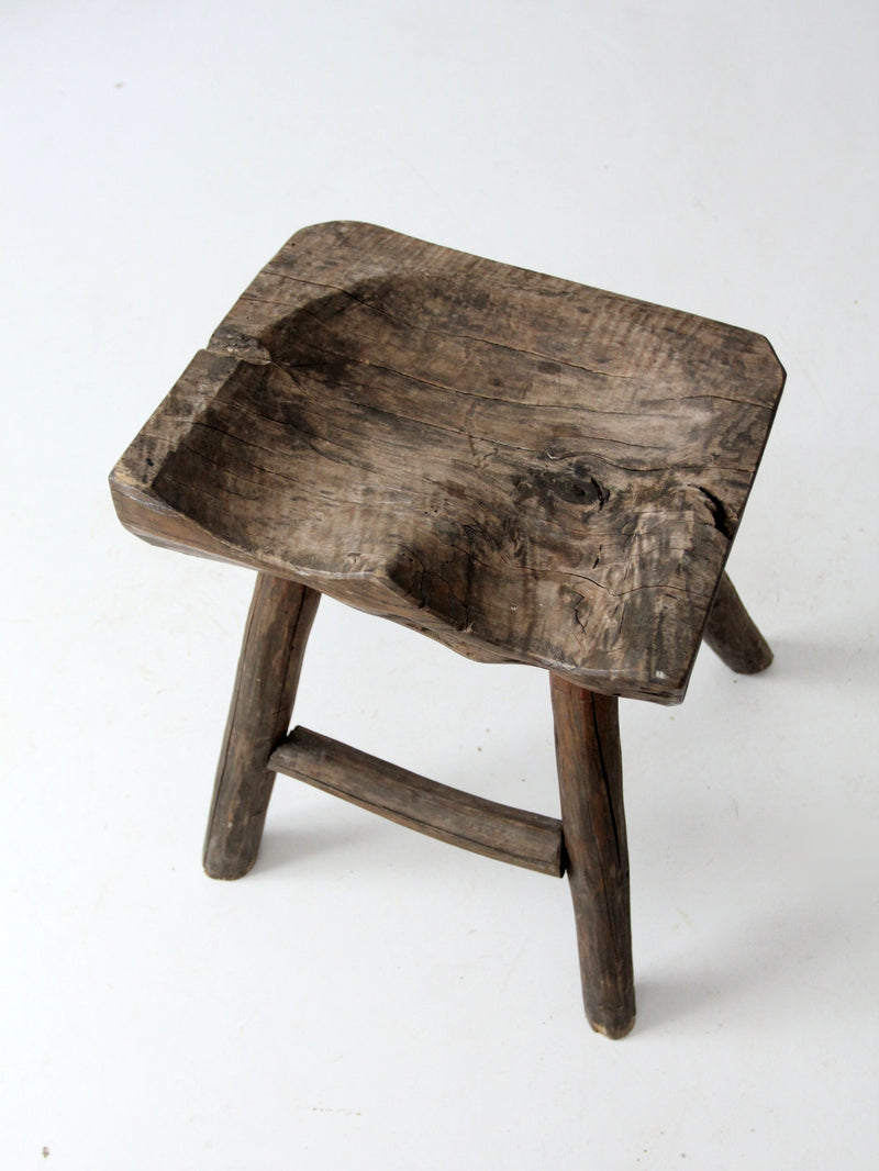 antique rustic saddle stool