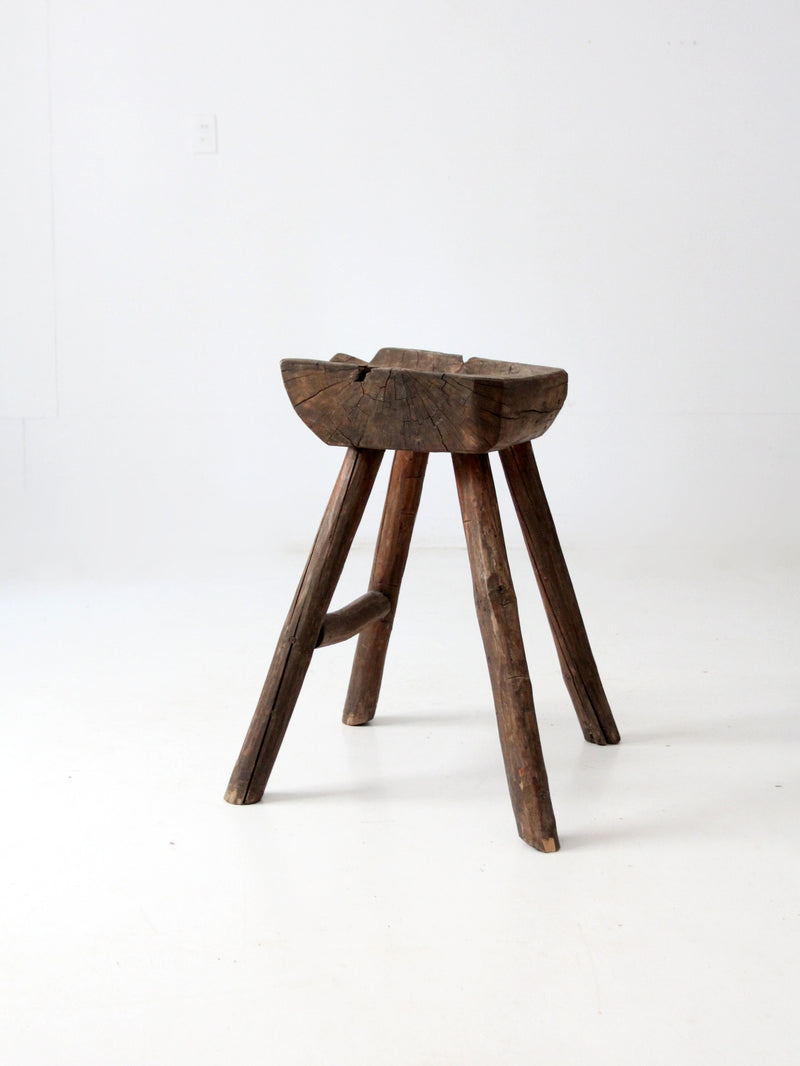 antique rustic saddle stool