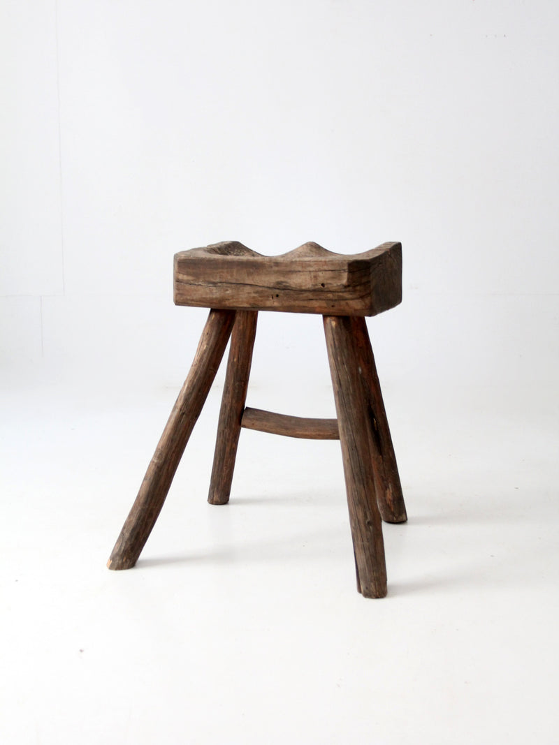 antique rustic saddle stool