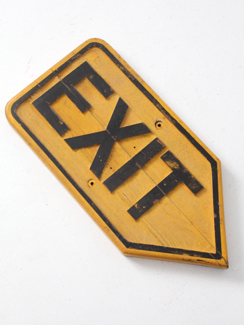 vintage wood Exit sign