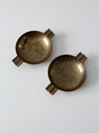 vintage brass ashtray pair