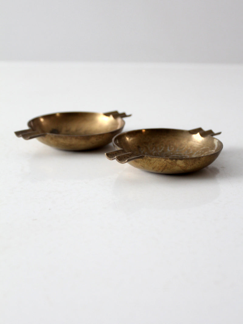 vintage brass ashtray pair