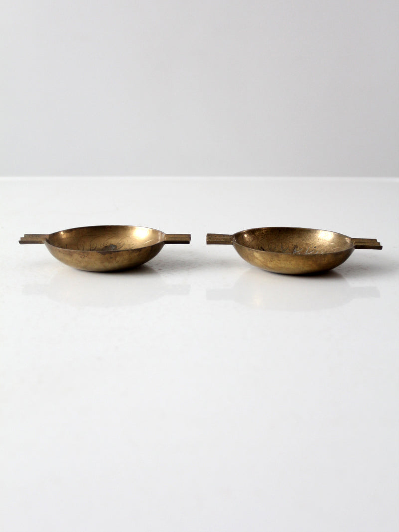 vintage brass ashtray pair