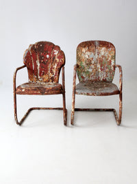 mid-century metal lawn chairs pair