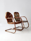 mid-century metal lawn chairs pair