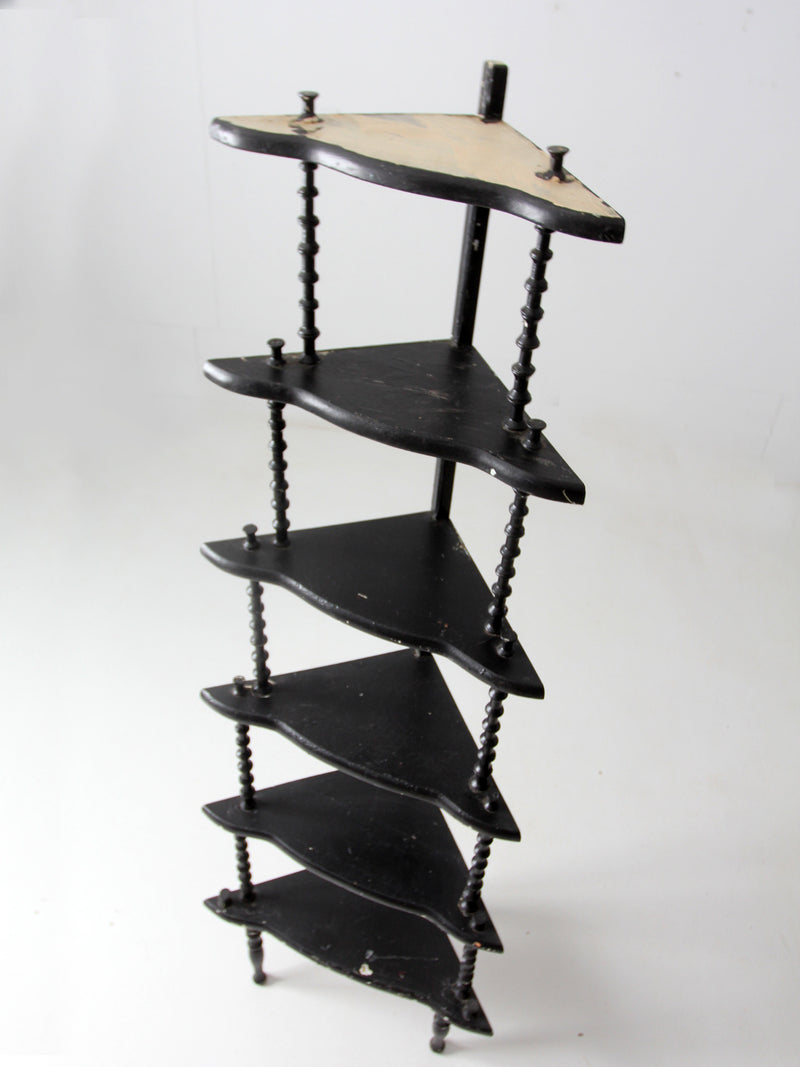 antique folk art spool corner shelf
