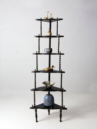 antique folk art spool corner shelf