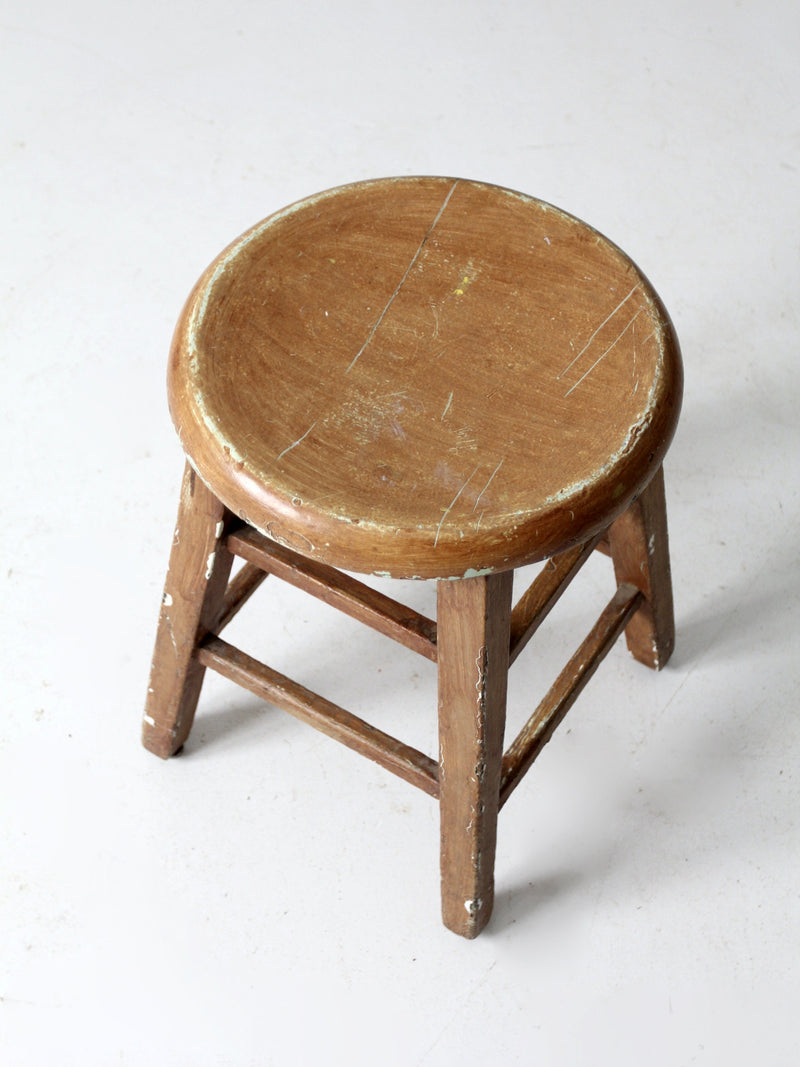 vintage low wooden stool