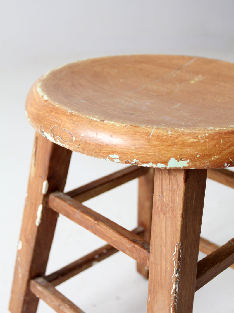 vintage low wooden stool