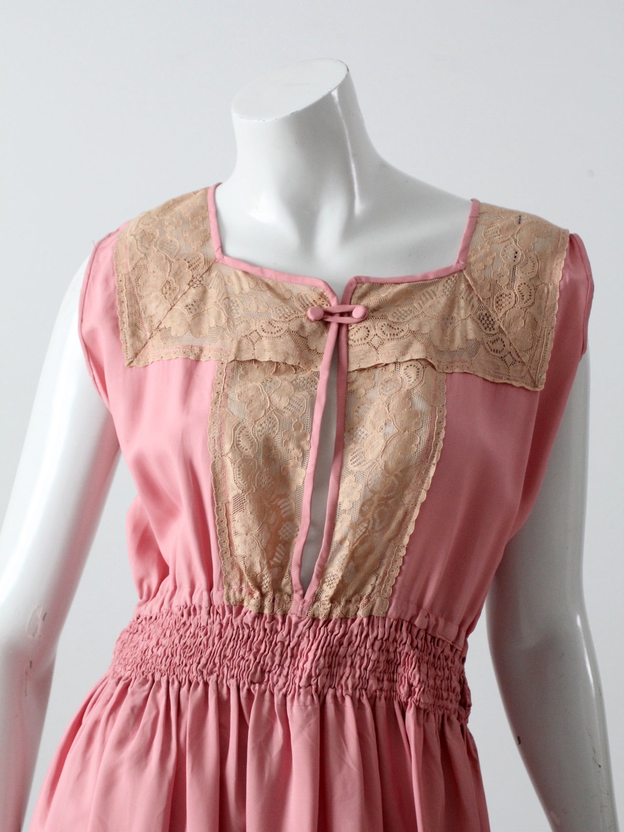 vintage 1970s pink lace bodice dress – 86 Vintage