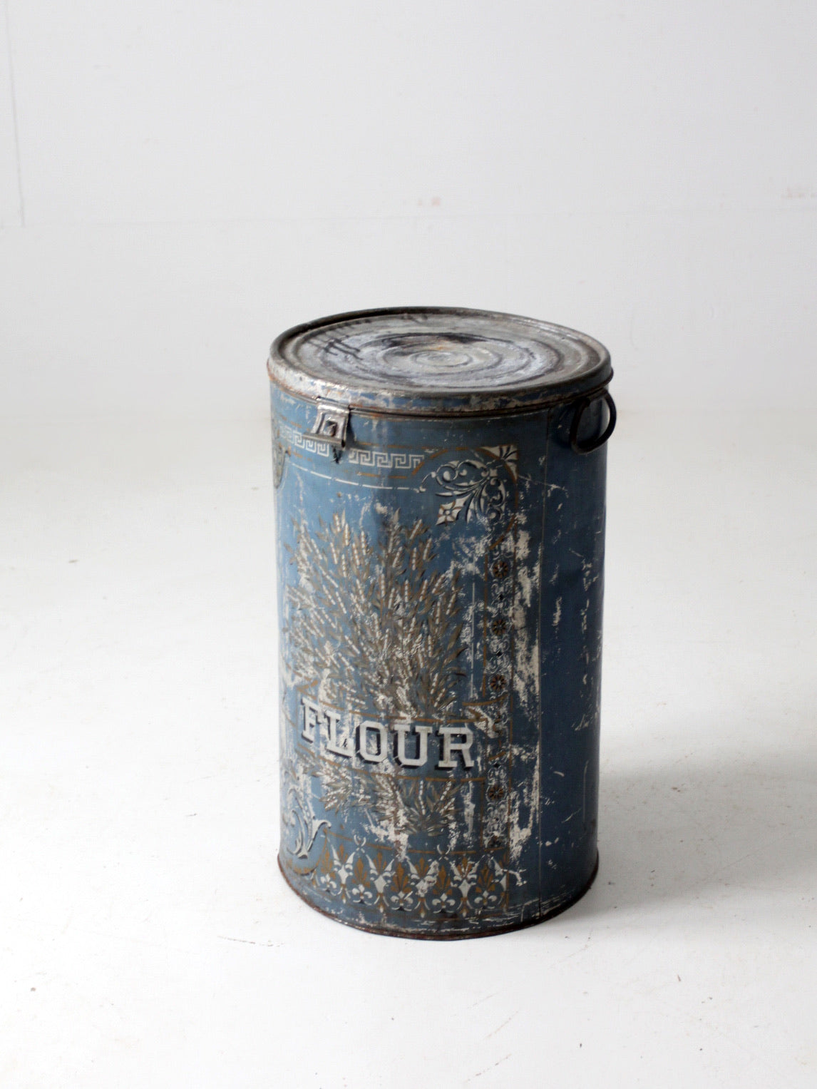 antique metal flour bin