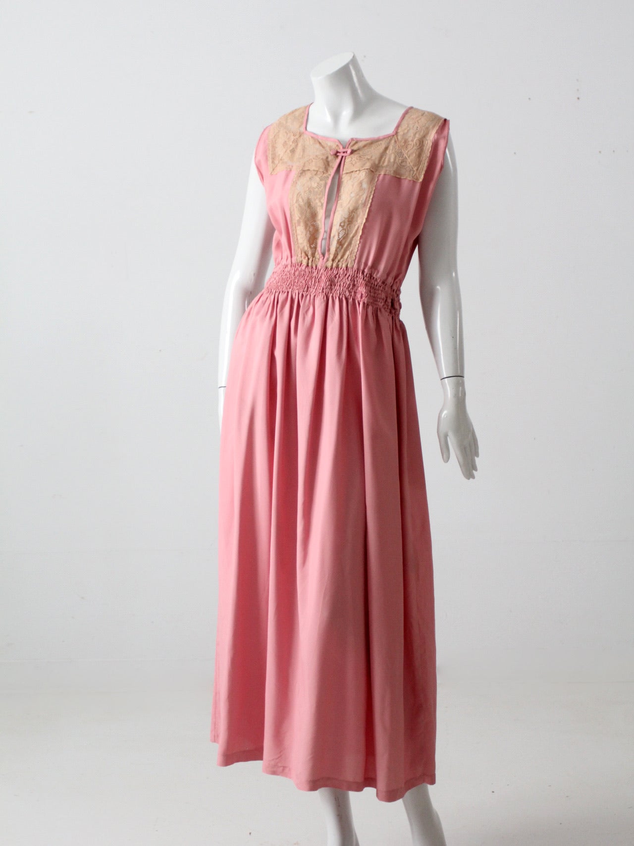 1970s　Vintage　dress　ピンク　総レース vintage 1970s pink lace bodice dress – 86 Vintage