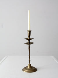 vintage etched brass candlestick holder