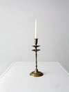 vintage etched brass candlestick holder