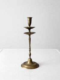 vintage etched brass candlestick holder