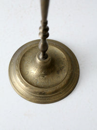 vintage etched brass candlestick holder