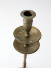 vintage etched brass candlestick holder