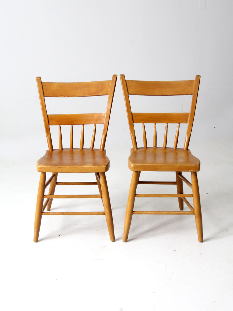 antique plank seat chairs pair