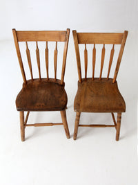 antique farmhouse dining chairs pair