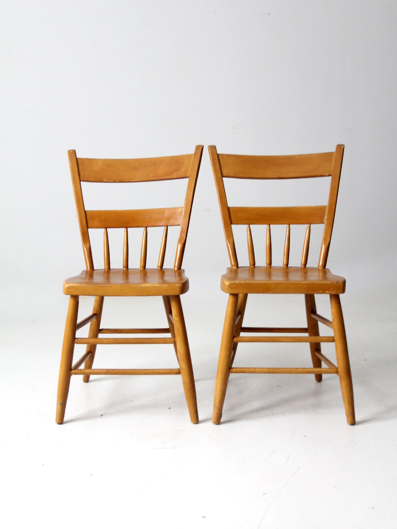 antique plank seat chairs pair – 86 Vintage