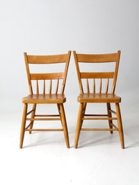 antique plank seat chairs pair