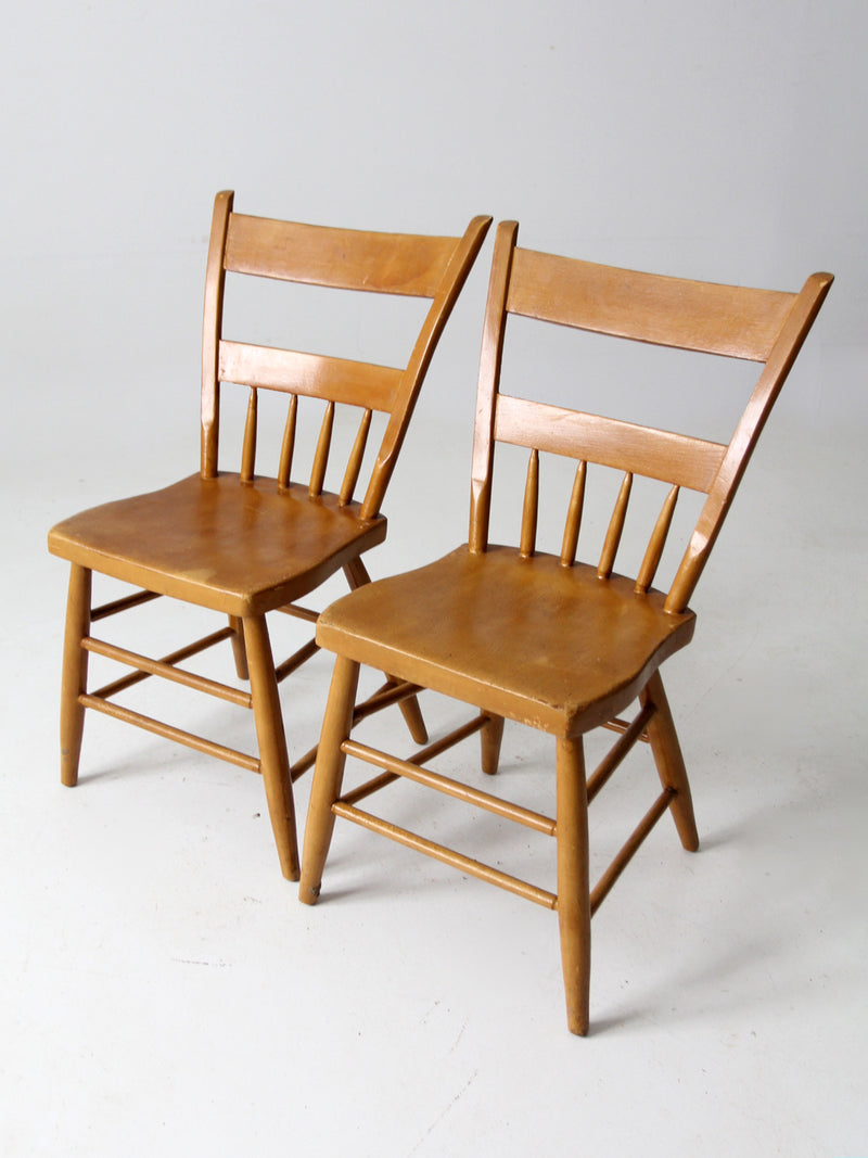 antique plank seat chairs pair