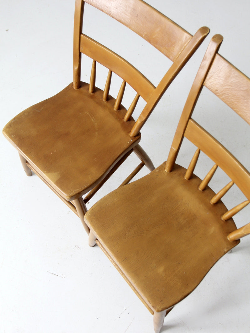 antique plank seat chairs pair