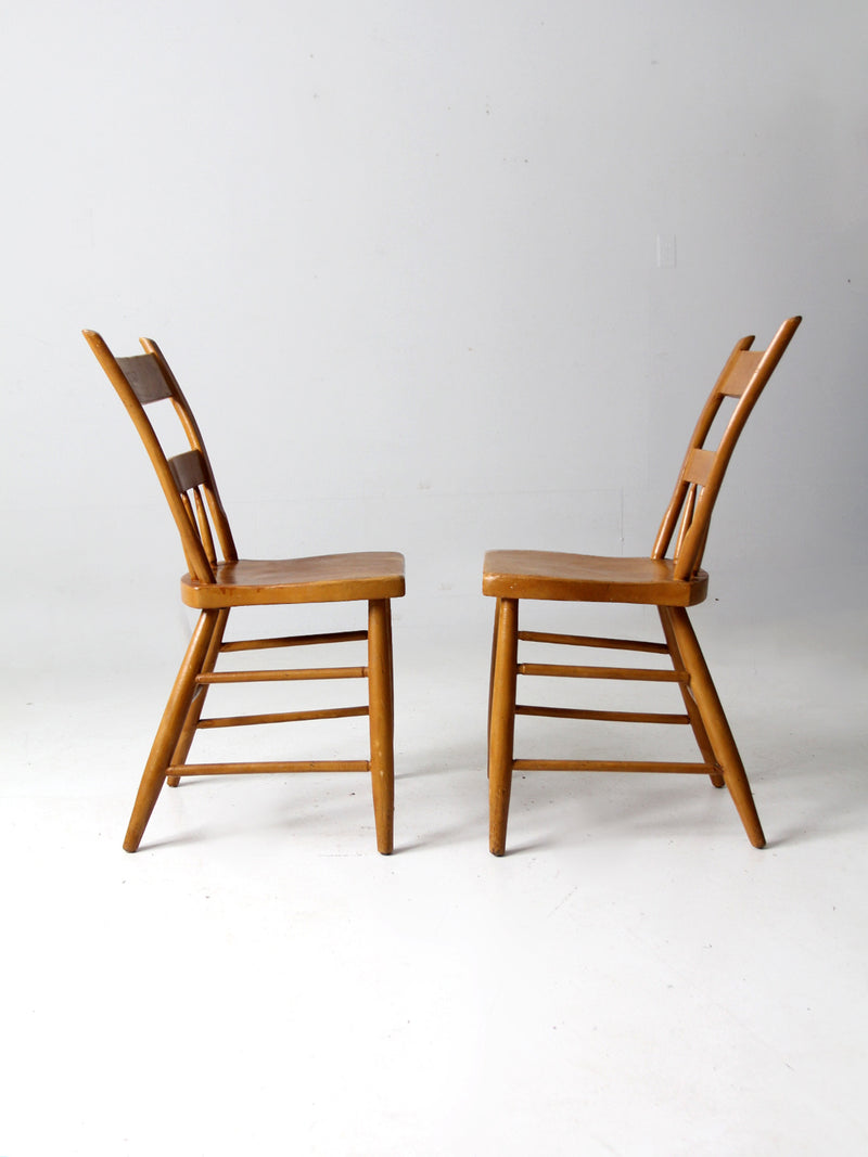 antique plank seat chairs pair