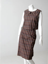 vintage 60s plaid skirt and top ensemble