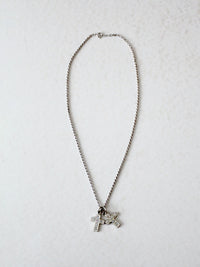 vintage rhinestone cross pendant necklace