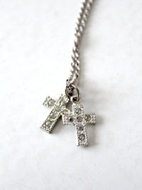 vintage rhinestone cross pendant necklace