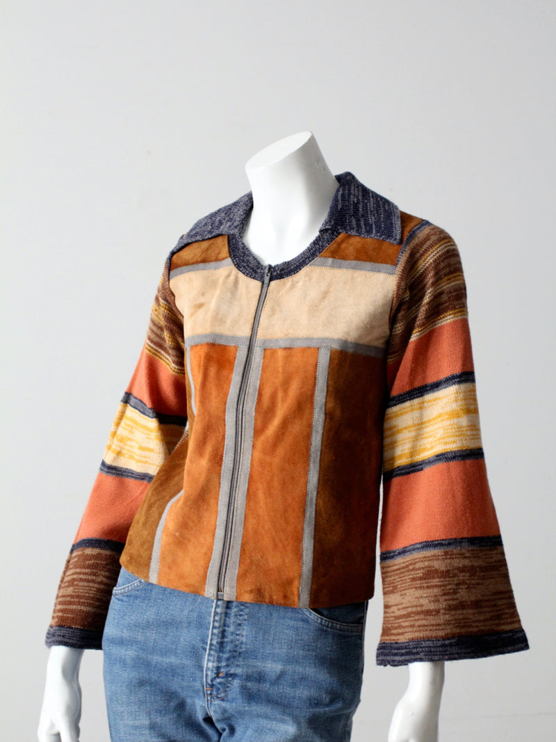 vintage 70s patchwork cardigan hippie sweater