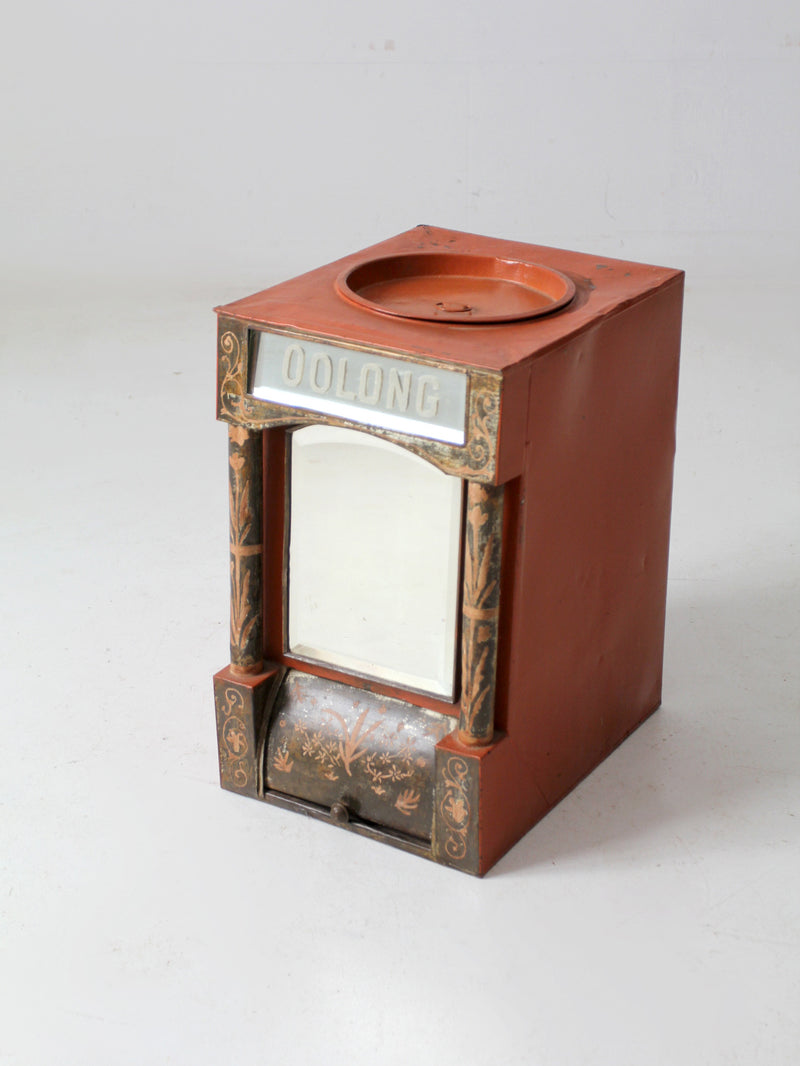 antique hand painted Oolong tea bin