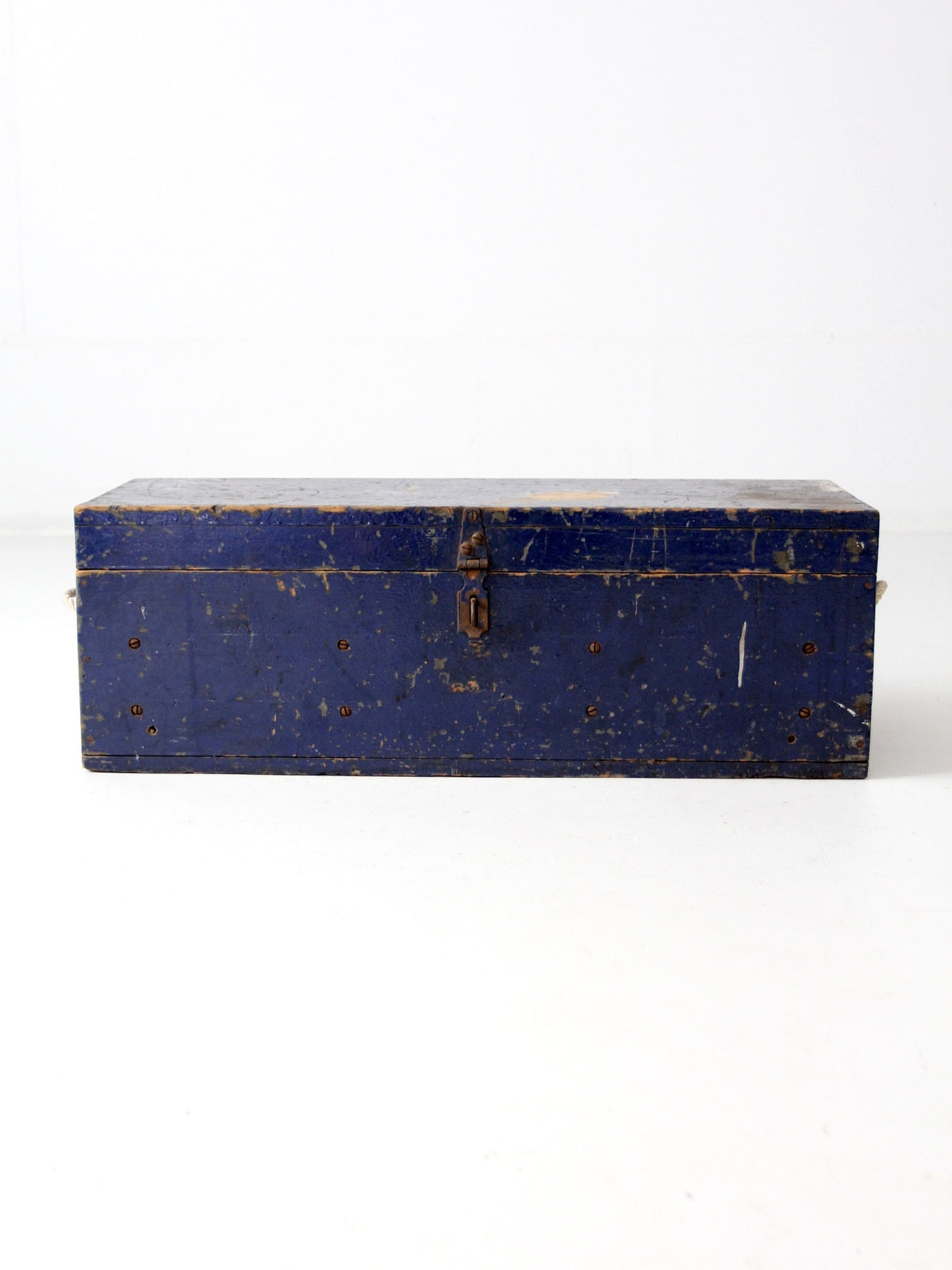 vintage blue wood toolbox