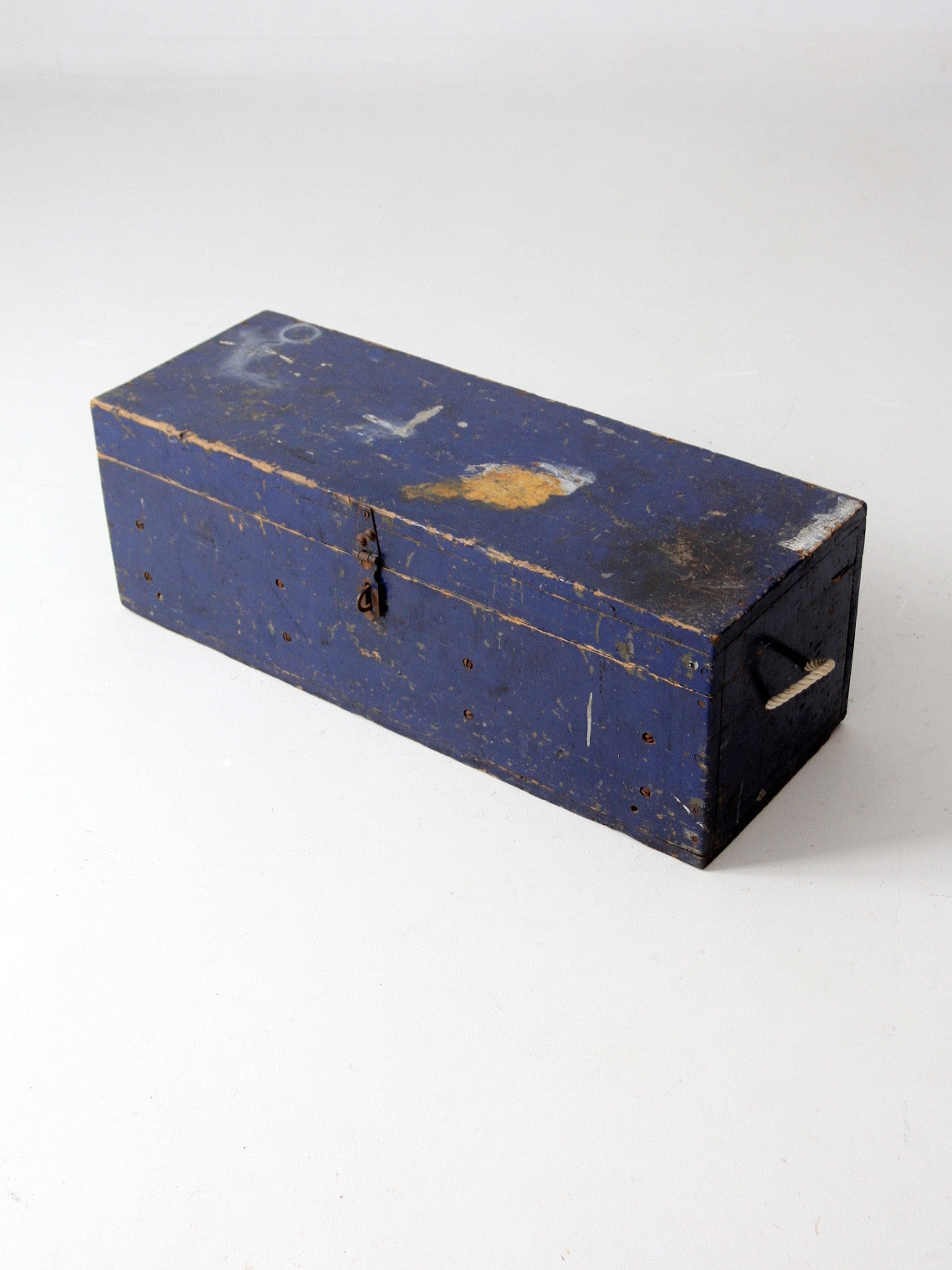 vintage blue wood toolbox