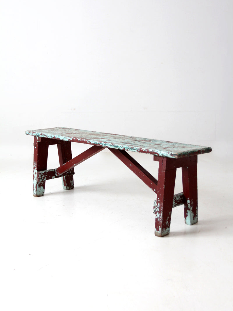antique primitive painted bench