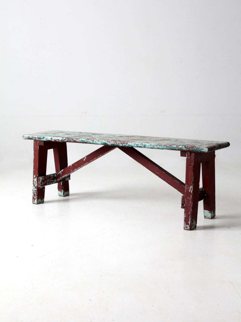 antique primitive painted bench