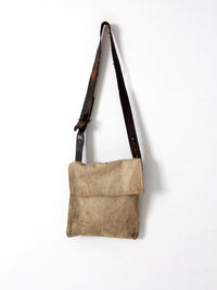 vintage textile and leather messenger bag