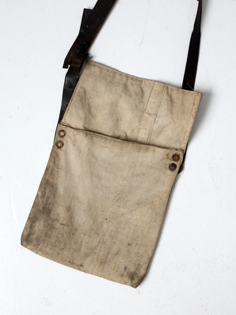 vintage textile and leather messenger bag