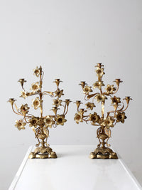 antique brass candleabra pair