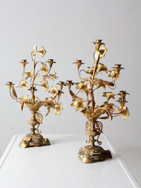 antique brass candleabra pair