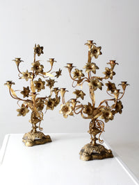 antique brass candleabra pair